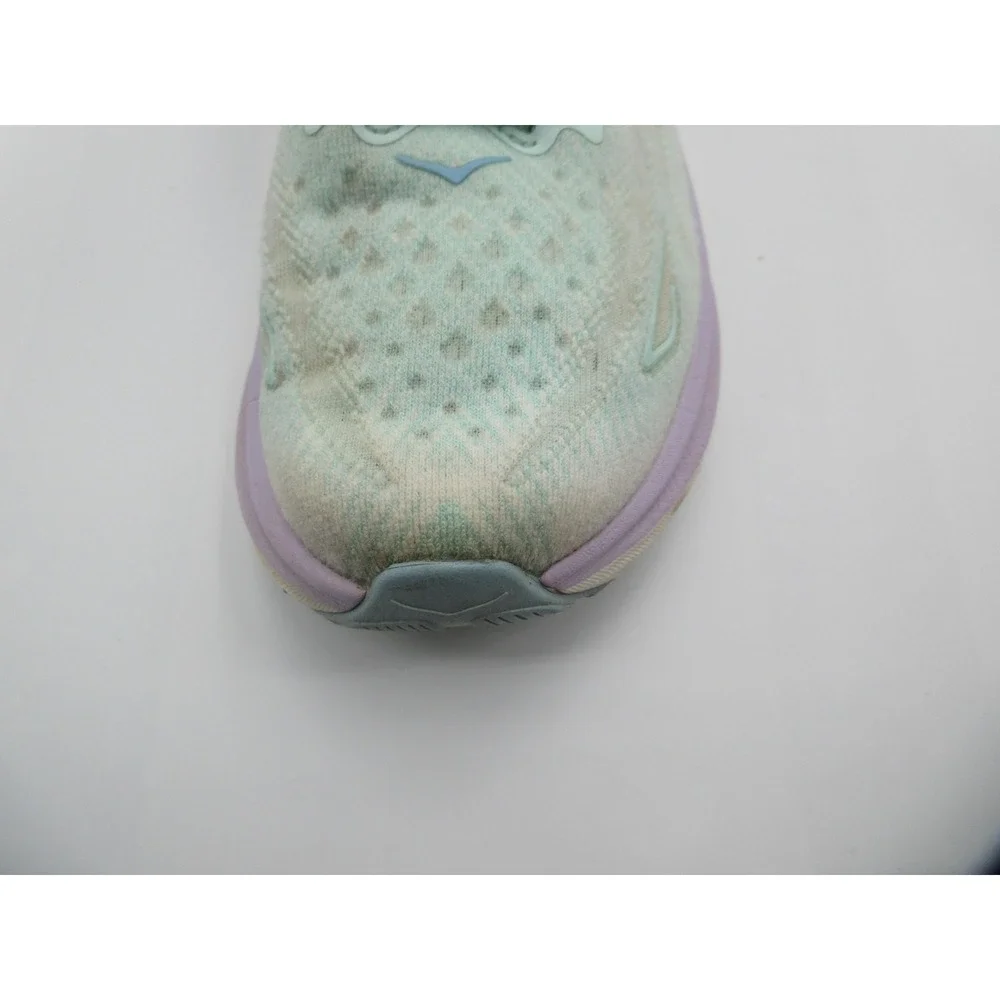 Hoka One‎ One Clifton 9 Running Shoes Womens Size 7.5 Mint Green Purple Sneakers